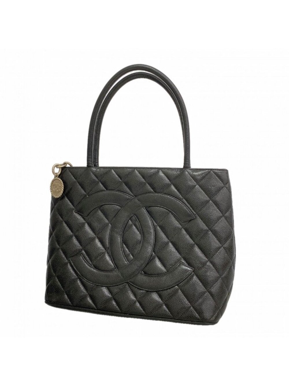 Chanel Tote Reissue Caviar Leather Black Silver